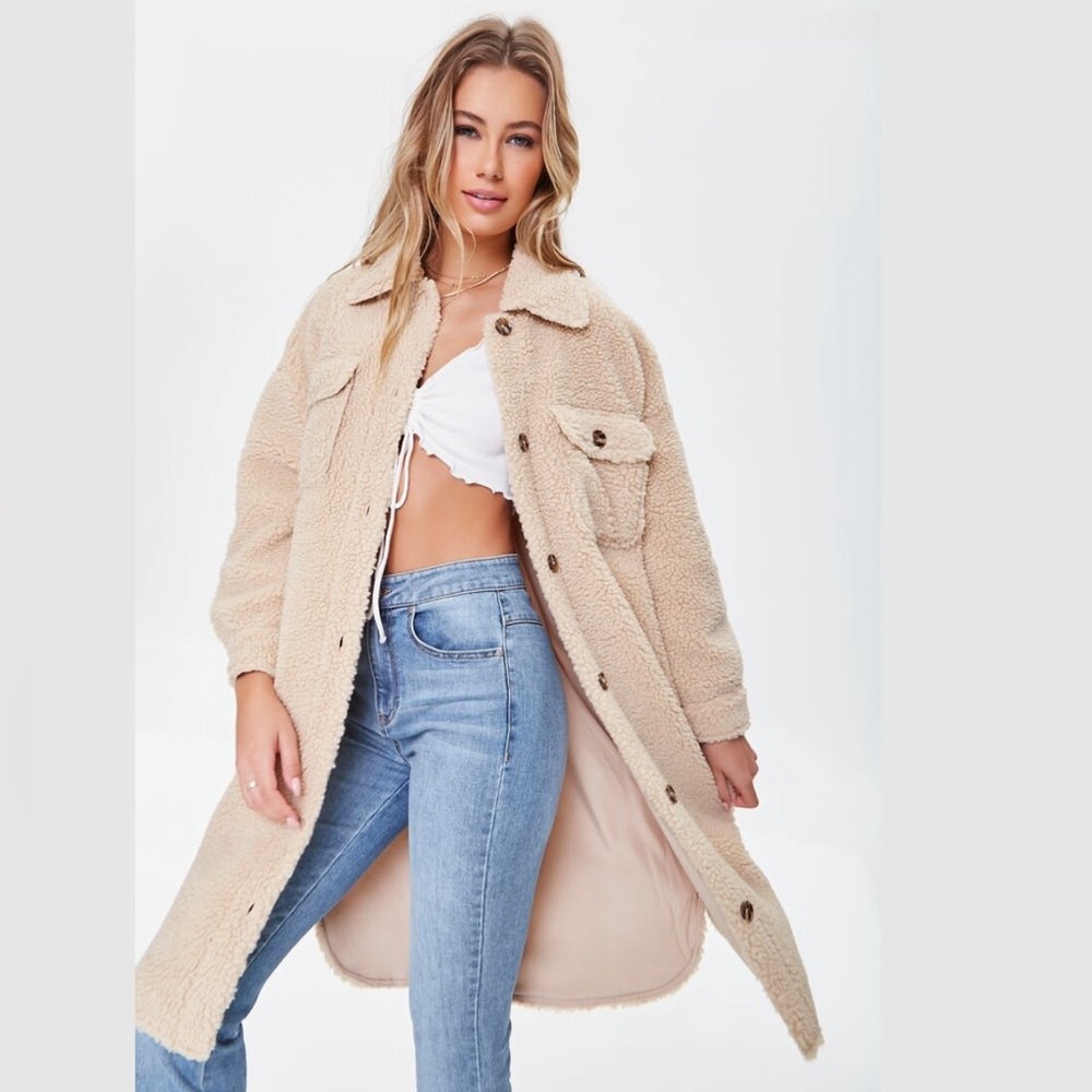 Faux Shearling Longline Coat